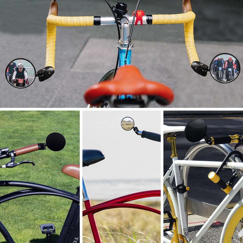 Accmor 2pcs Bike Mirror, Bar End Bicycle Riding Rearview Mirrors