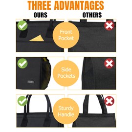 Fmeida Lunch Bag, Insulated Lunch Bag Women, Small Lunch Bag, Thermal Black Lunch Bag with Side&Interior Pockets, Reusable Adult Lunch Tote Bags for Women Men Office Work College Beach Travel