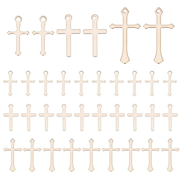 HOBBIESAY 60Pcs 3 Styles Small Cross Charms 12.5-24mm Long Tibetan