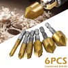 Bestgle 6Pcs 1/4" Countersink Drill Bit Set 5 Flute 82