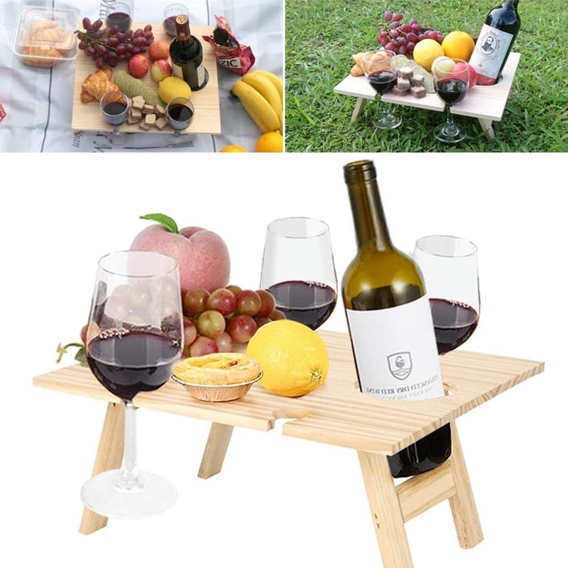 Outdoor Wine Picnic Table Folding Portable Picnic Table and Cheese
