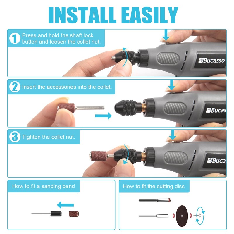 Bucasso Variable Speed Rotary Tool Kit with 2.0 universal chuck