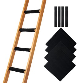 Hudson Comfort Bunk Bed Ladder Pads - Soft Brushed Fabric for Foot Comfort with Anti Slip Dots on Bottom - Strong Hook and Loop and Adjustable Straps for a Tight Wrap - 10x10 Inch (Set of 4) (Black)