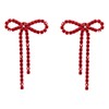Palotay Red Rhinestone Bow Earrings Sparkle Bowknot Bling Dangle Earrings