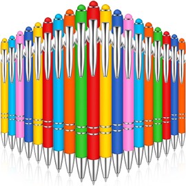 Zonon 38 Pieces Rubberized Ballpoint Pen with Stylus Tip Stylish Metal Pen Capactive Styli with Soft Rubberized Grip, Black Ink for Most Devices(Chic Colors)