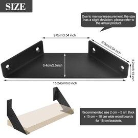 "N/A" 2 PCS Shelf Brackets Iron Wood Wall Mounted Shelfs Rustic Material Wall Shelves with Screws and Expansion Tubes Floating Shelves for Bedroom,Bathroom, Office,etc(21x6.5x3.2cm)