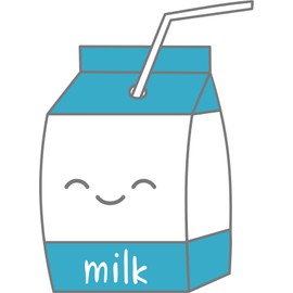 Happy Adorable White Blue Milk Carton Nursery Cartoon Vinyl Decal Sticker