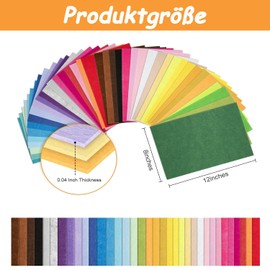 40 Assorted Colours Felt Fabric Sheets 8" x 12" 1mm Thick Pre Cut