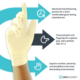 Unigloves Advanced Latex Examination Gloves, Natural, Extra Large, Extra Large, 100