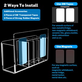Lumanman Magnetic Dry Erase Marker Holder for Whiteboard, Adhesive Marker Organizer for Refrigerator, Acrylic Pen Holder for Locker Accessories, Locker Organizer for Work, Pencil Cup for Desk, Clear