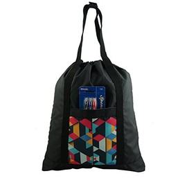 Lightweight Drawstring Backpack Convertible Tote Bag Grocery Shopping Tote Quality Shoulder Gym Bag Black