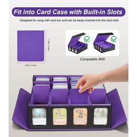TiMOVO Trading Card Dividers for Commander Deck Boxes with Built-in Slots, 12 PCS Card Supporters Separator for MTG TCG Sports Cards Organizer Box, 2.91×3.35in, Purple