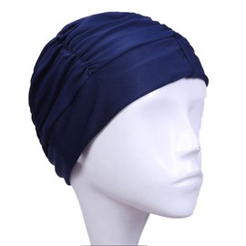 Women Pleated Swimming Cap Ladies Swimming Hat Long Hair Swim Cap Super Elastic Bathing Cap Beach Surfing Cap Comfortable Shower Cap Turban Cap Ears Protection Cap for Long Hair Short Hair Curly Hair