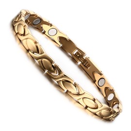 Flongo Women's Magnetic Bracelet Magnetic Therapy Ball Beads Bracelet Bangle with Zirconia Silver Rose Gold Health Elegant for Women, magnet, without stone