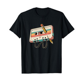 Retro Cassette Tape with Pencil 80s 90s Music Vintage Party T-Shirt