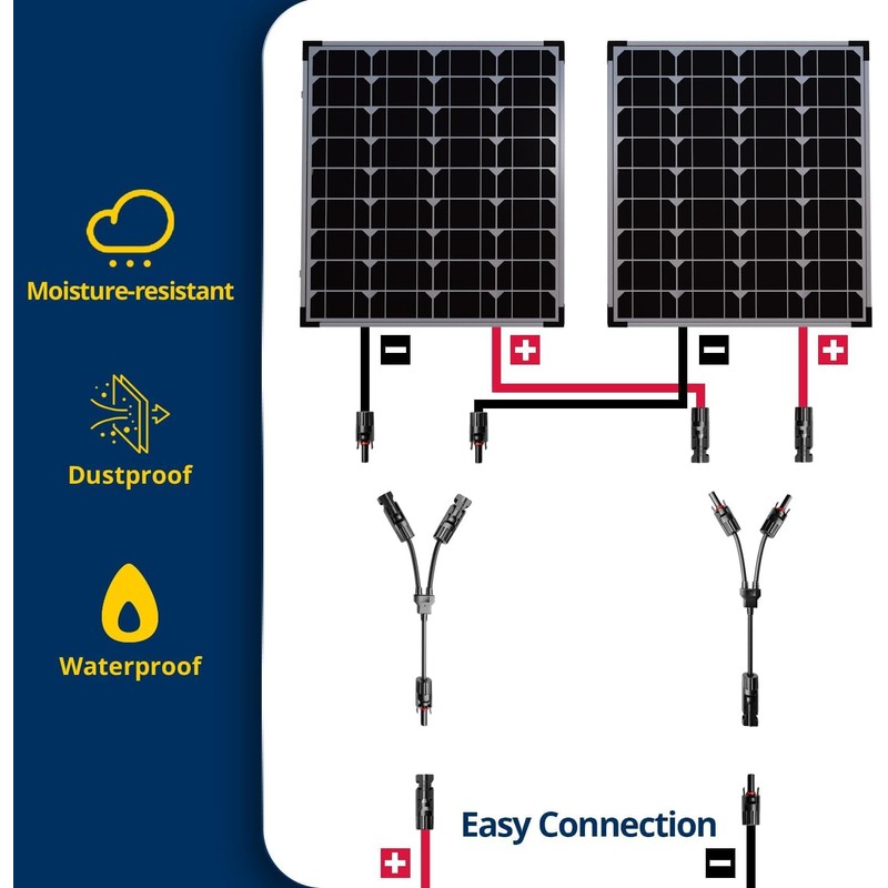 GTIWUNG 2 Pairs Solar Cable Y Splitter Solar Panel Cable