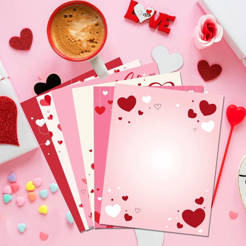 FANOST Valentine‘s Letter Paper Set - 60 Sheets A4 A4
