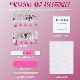 10pcs Handmade Press on Nails,Luxury Handmade Nails, 3D Design Hand-painted Nail Art,Reusable Gel Glue on Fake Nails (TM-9008-M)