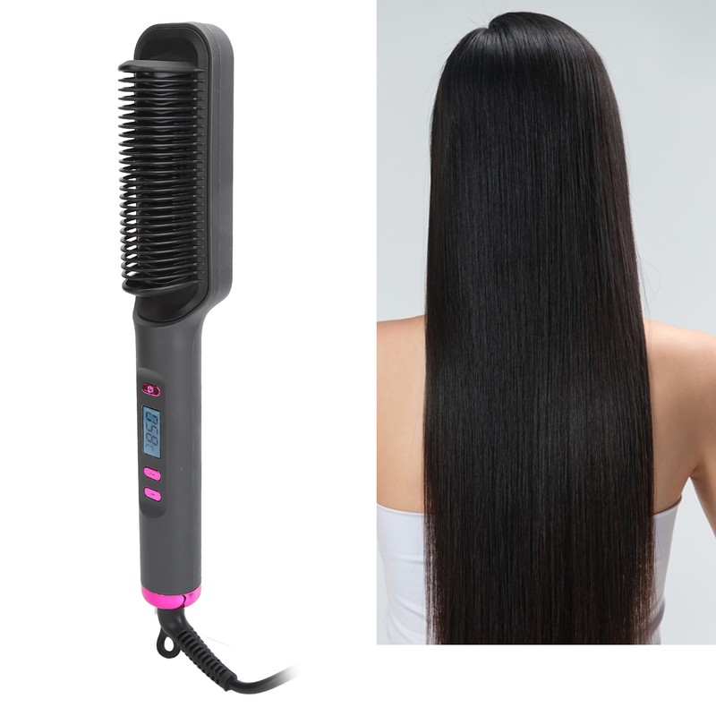 Hair Straightener Brush 3D Teeth Multi Temp Modes PTC Uniform
