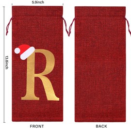 Burlap Wine Bag Christmas Wine Bag With Letters Wine Champagne Gift Bag With Drawstring Letter R