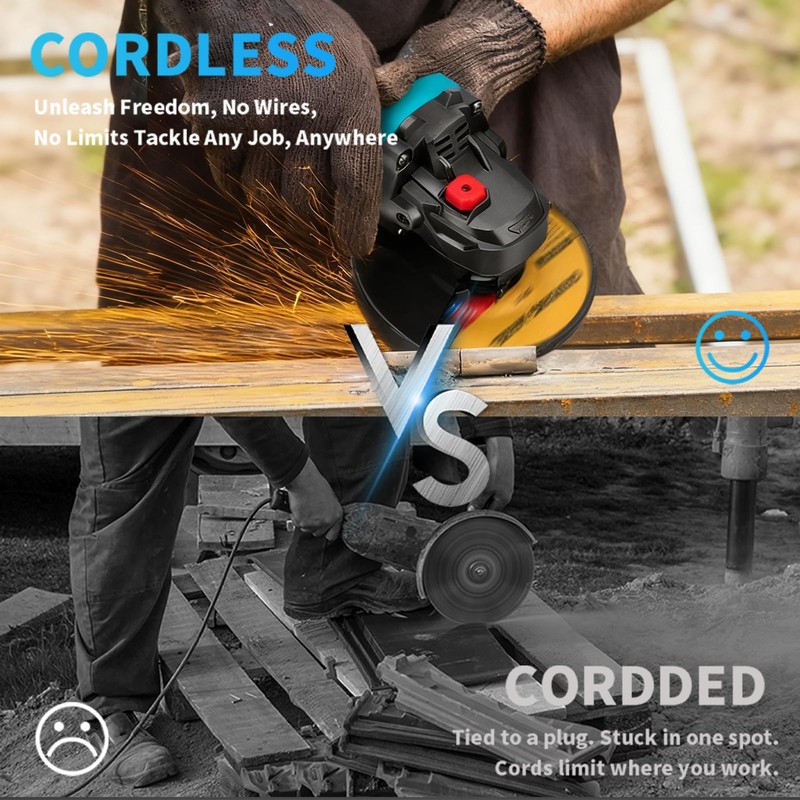 Hlrmsat Cordless Angle Grinder 5-Inch,21V Brushless Power Grinder Tool with