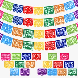 Mexican Papel Picado Banner, 4Pack 72ft, Cinco de Mayo Day of Dead