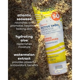 The Seaweed Bath Co. Active Defense SPF 50 Sport Crema protectora solar de amplio espectro, 3.4 onzas, algas marinas ricas en nutrientes, aloe,...    