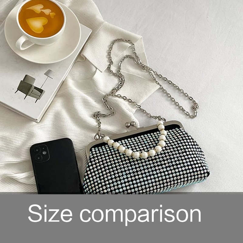 TQUXNGA Crossbody Bag, Purse, Handbag, Purse with Detachable Chain, Pearl