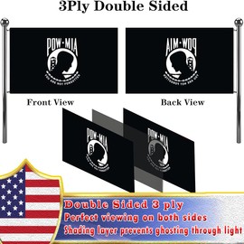 Pow Mia Flag 2x3 ft Outdoor Heavy Duty and Double sided You are Not Forgotten Prisoner of War Flags Military Pow Flag with 2 Grommets