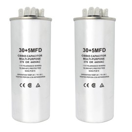 CBB65 Start Capacitor with Dual Run Function ±5% 440VAC Combination Capacitor for Air Conditioner Units, Fan Motor Start, Heat Pumps, Condensers in Straight Cool Systems (30 + 5 uf, 2)