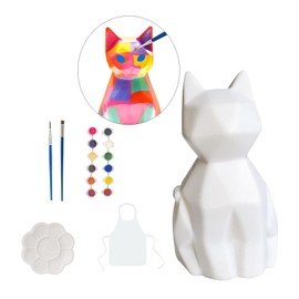 Perfeclan Animal Painting Kit Luminous Toys Art Set with Pigments Party Favors Painting Animal Models Unpainted for Ages 3 4 5 6 7 8, Cat