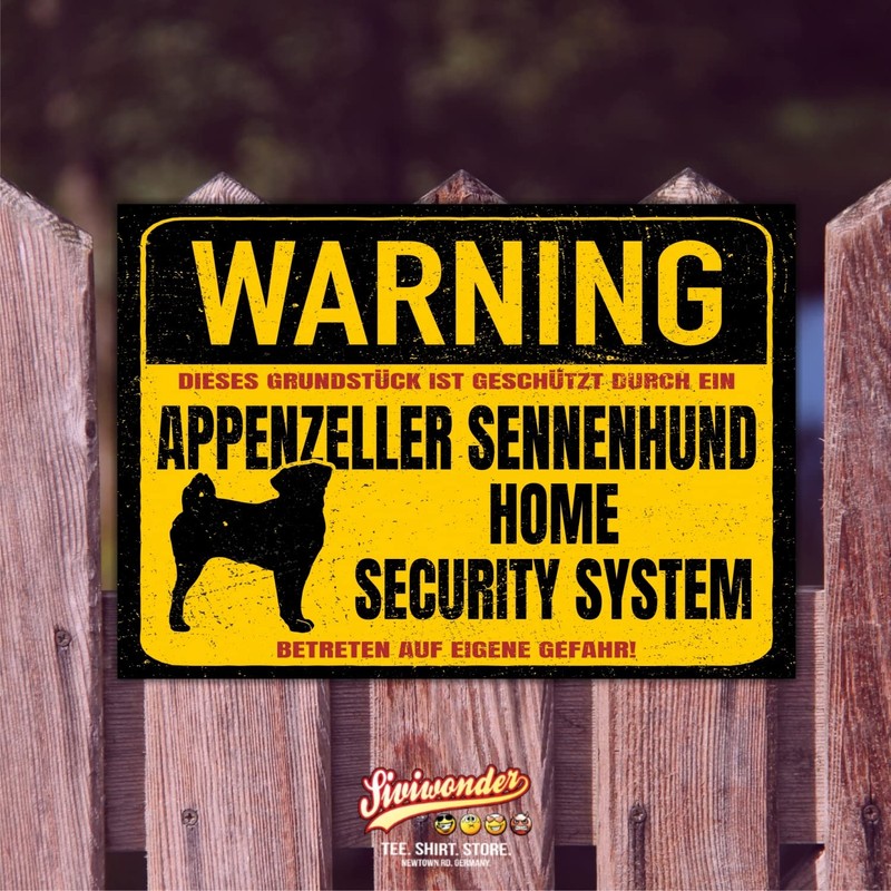 Appenzeller Mountain Dog Sign Warning Security System Door Sign Dog