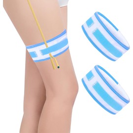 AGDGV Catheter Stabilization Device (2Pcs) - Elastic Anti-Slip Leg Strap for Foley Catheter & Urinary Drainage Bags | Skin-Friendly Stabilizing Holder for Men/Women | 23.6"x2" Day & Night Use (Blue)