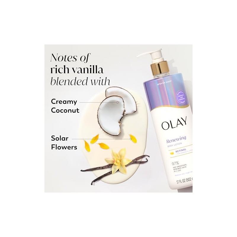 Olay Body Lotion Smoothing for Women with Retinol, 24hr Moisturizing,