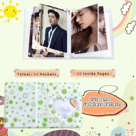 Kpop Photocard Binder, 3 Inch Kpop Photocard Holder Mini Photo Kpop Album, Love Heart Hollow Kpop Binder Collector Book 40 Pockets Photo Card Binder Holder with Lovely Pendant for Photo Collection