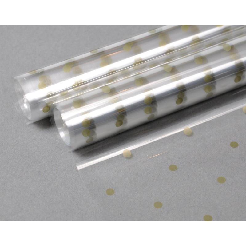 Gold Dot Cellophane Wrap 800mm x 2 Meters