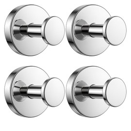 BKV Suction Cup Hooks for Glass Window,Removable Shower Hooks for Inside Shower,Metal Towel Hooks for Bathrooms,4 Pack(Mirror)