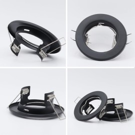 COOINJOY 10x Modern GU10 Downlights for Ceiling, Round Matt Black Metal Frame for Recessed Ceiling Lights, External Dimensions: 80mm, Cut-Out Hole Size:60-80 mm