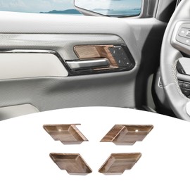 PDKLIN for Silverado Inner Door Handle Bowl Cover Trim for Chevy Silverado GMC Sierra 2022-2024 Wood Grain Interior Accessories 4pcs