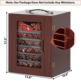 WELIDAY Miniature Storage Case for Collectibles, Miniature Display Cases with Magnetic Door and 6 Trays, Clear View Miniatures Transport Case (Mahogany)