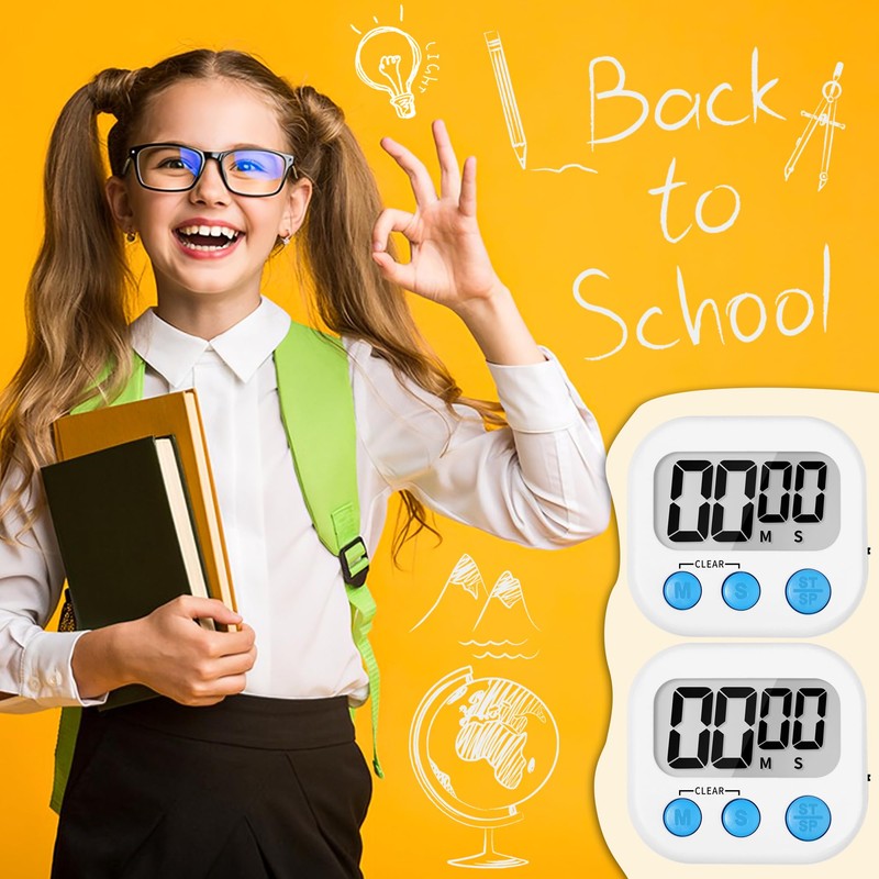 ZILLEEN Kitchen Timer Digital with Magnetic Back for Kids Classroom,