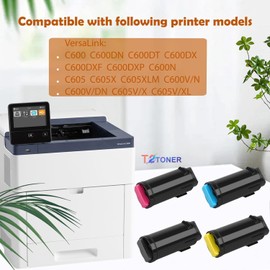 Versalink C600 C605 Toner (BK/C/M/Y) Cartridge Ultra High Yield 106R03896 106R03897 106R03898 106R03899 Replacement for Xerox Versalink C600DT C600DX C600DXF C600DXP C600N C605 C605X C605XLM Printer