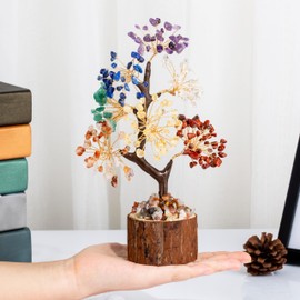 GUJOXILA Seven Chakra Crystal Tree Healing Crystals Gift for Women Chakra Crystal Tree of Life Money Tree Spiritual Meditation Reiki Gifts Office Desk Decor Ornament