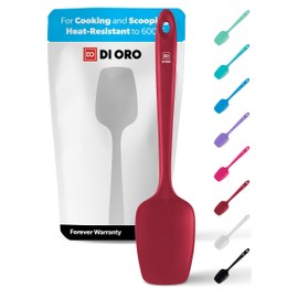 DI ORO Silicone Spoon Spatula - 600°F Heat-Resistant Large Silicone Spoonula Scraper - BPA Free Nonstick Cookware Safe Rubber Kitchen Utensil for Baking, Cooking, & Mixing - Dishwasher Safe (Red)