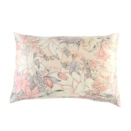YangtzeSilk 100% Silk Pillowcase for Hair Zipper Closure Standard/Queen Size 20x30 Inch Double-Sided Silk Fabric (Pink Lily Pattern)
