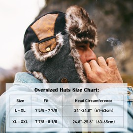 TOP-EX Mens Hunting Trapper Hats Winter Warm Earflap Ushanka Russian Hiking Skiing Large XL XXL Grey