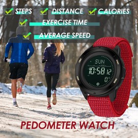 Military Watches for Men Digital Tactical Sports Compass Pedometer Calorie Step Counter Watch Waterproof Stopwatch Pacer Running Watch Alarm No APP No Bluetooth Mens Watches Nylon Strap Outdoor Hiking