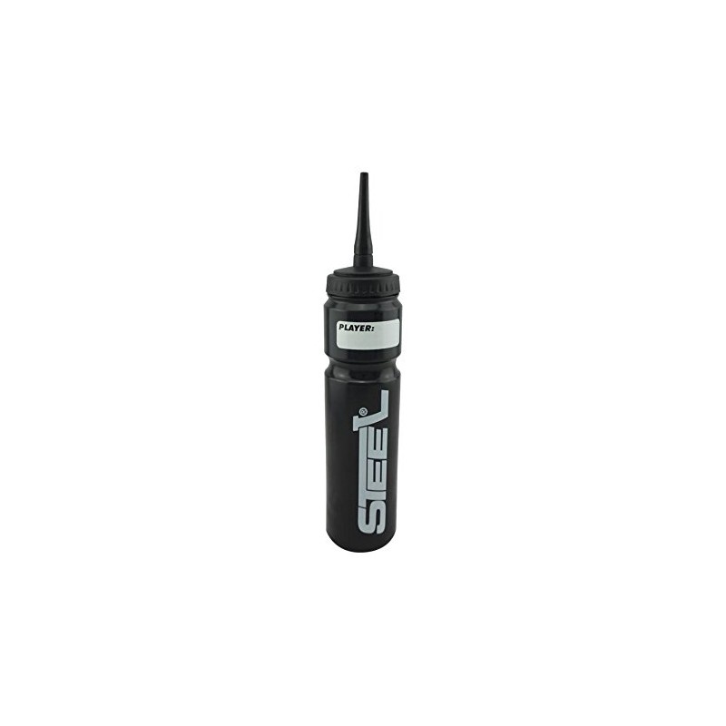 Steel Hockey Water Bottle Silver Safe' 1.0 L Long Straw