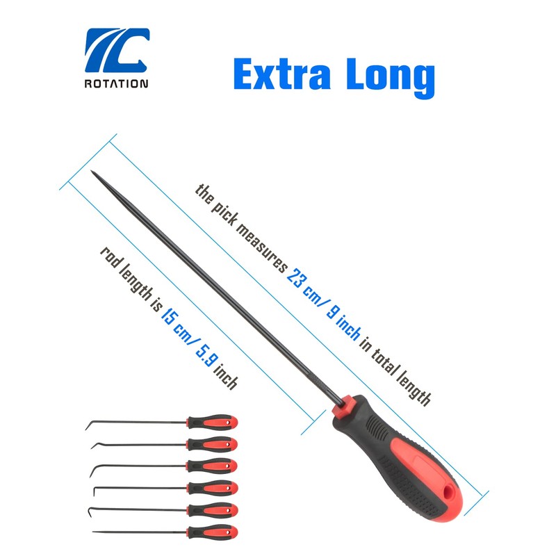 ROTATION Extra Long Precision Hook and Pick Set, 6-Piece Set,