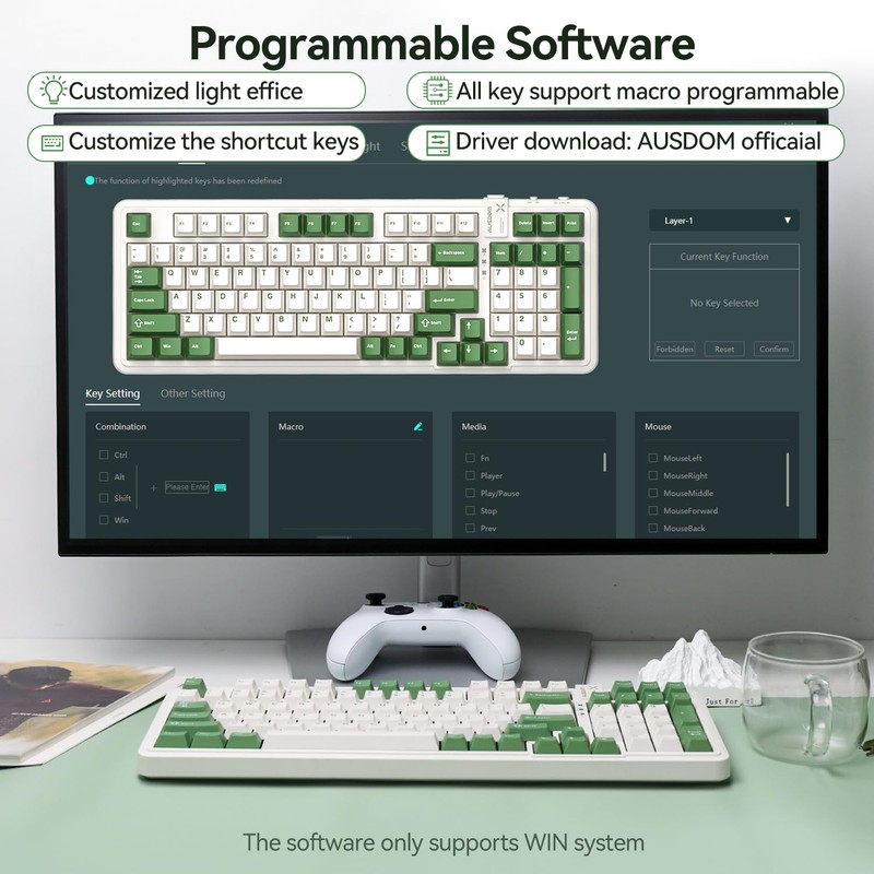 AUSDOM 98Pro Silent Mechanical Keyboard, Wireless Hot Swappable Gaming Keyboard